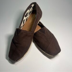 TOMS-Brown Canvas Slip-On Shoes 11